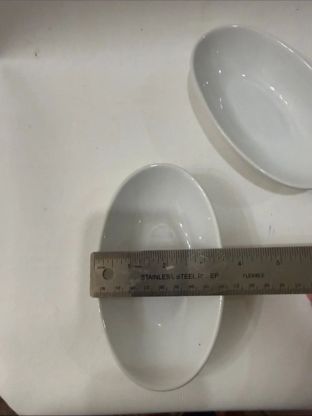 Vertex Vista 6 Oz Premium White Oval Ceramic Casserole Serving Bowls Set of 2